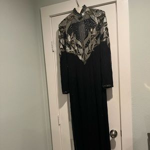 Lillie Rubin Black Beaded Formal Gown